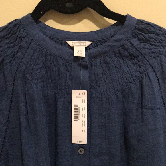 Point Sur Peasant Top In Windowpane Cotton Voile - Picture 4 of 5